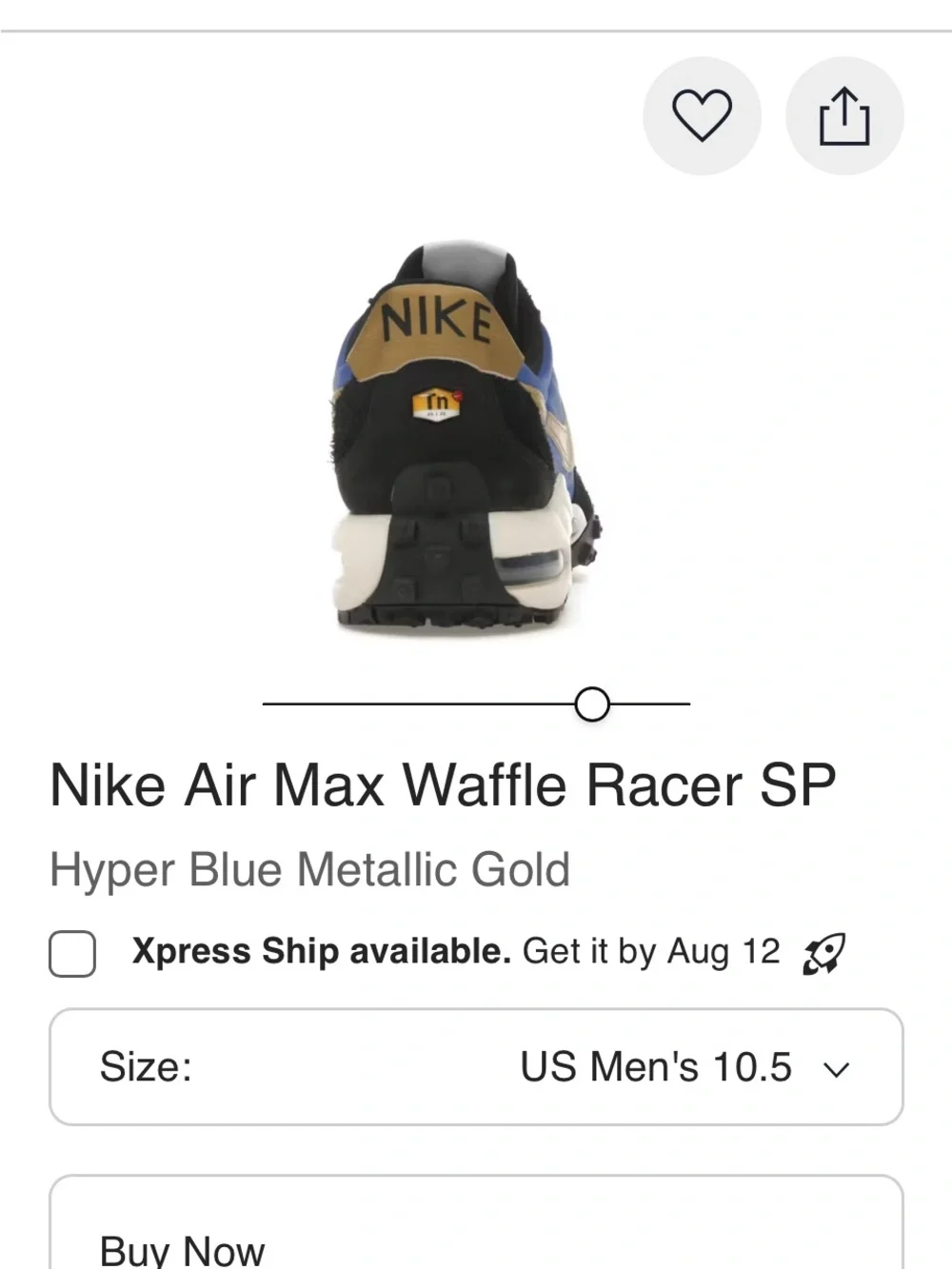 Nike Air Max Waffle Racer SP Royal Blue Sneakers with Gold Swoosh Mens 8